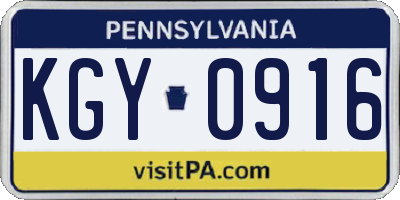 PA license plate KGY0916