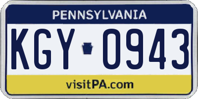 PA license plate KGY0943