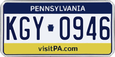 PA license plate KGY0946