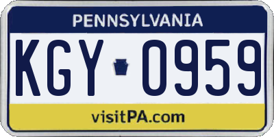 PA license plate KGY0959