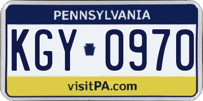 PA license plate KGY0970