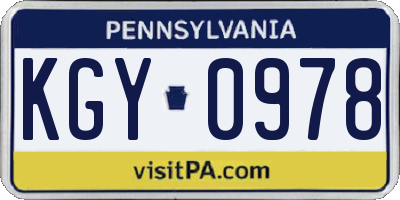PA license plate KGY0978