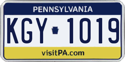 PA license plate KGY1019