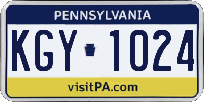 PA license plate KGY1024