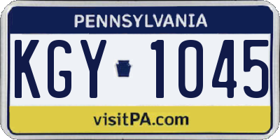 PA license plate KGY1045