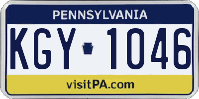 PA license plate KGY1046
