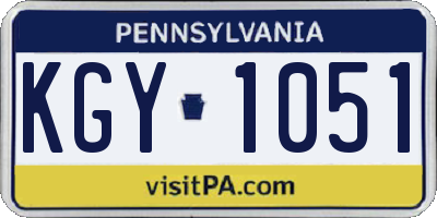 PA license plate KGY1051