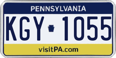 PA license plate KGY1055