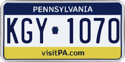 PA license plate KGY1070