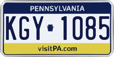 PA license plate KGY1085