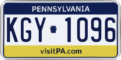 PA license plate KGY1096