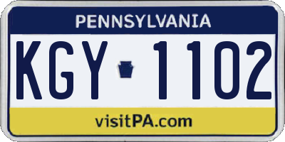 PA license plate KGY1102