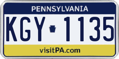 PA license plate KGY1135