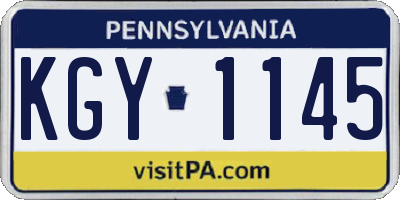 PA license plate KGY1145