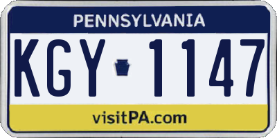 PA license plate KGY1147