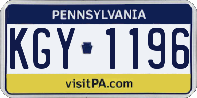 PA license plate KGY1196