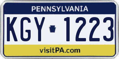 PA license plate KGY1223
