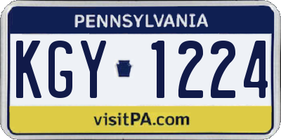 PA license plate KGY1224