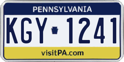 PA license plate KGY1241