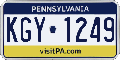 PA license plate KGY1249