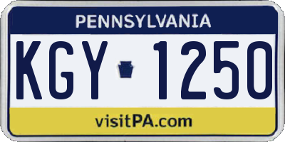 PA license plate KGY1250