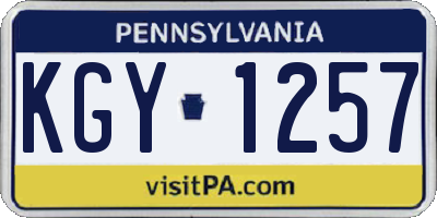 PA license plate KGY1257