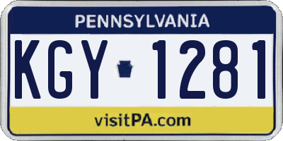 PA license plate KGY1281