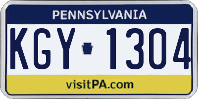 PA license plate KGY1304