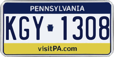 PA license plate KGY1308