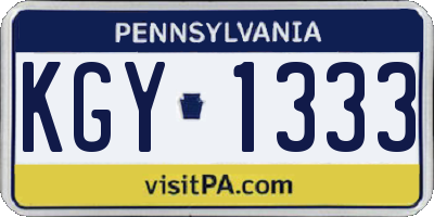PA license plate KGY1333