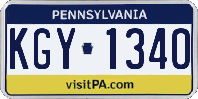 PA license plate KGY1340