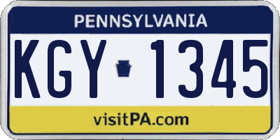 PA license plate KGY1345