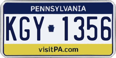 PA license plate KGY1356