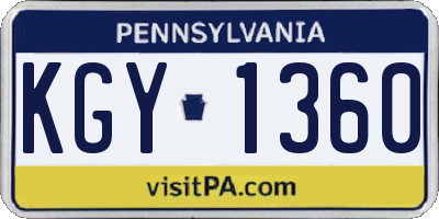 PA license plate KGY1360