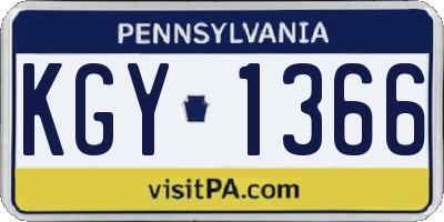 PA license plate KGY1366