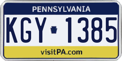 PA license plate KGY1385