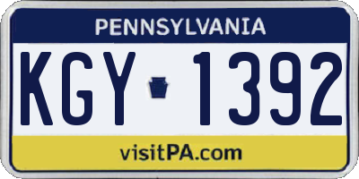 PA license plate KGY1392