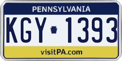 PA license plate KGY1393