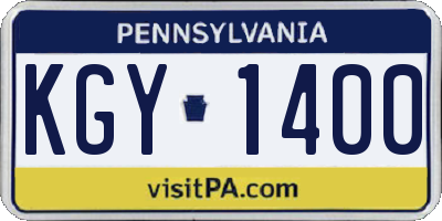 PA license plate KGY1400