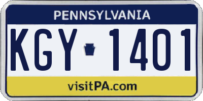 PA license plate KGY1401