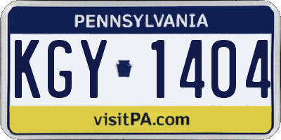 PA license plate KGY1404