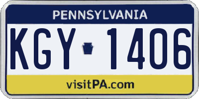 PA license plate KGY1406