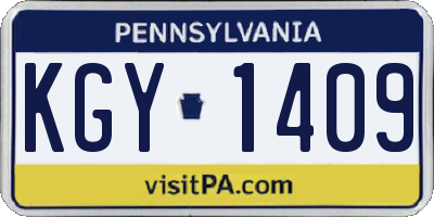PA license plate KGY1409