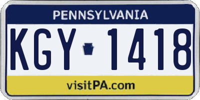 PA license plate KGY1418