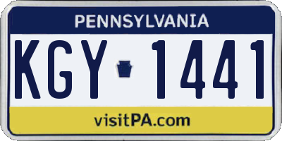 PA license plate KGY1441