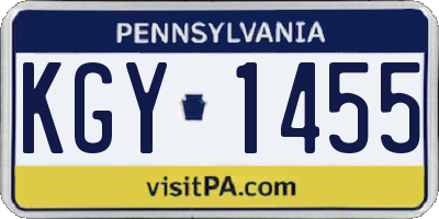 PA license plate KGY1455