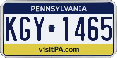 PA license plate KGY1465