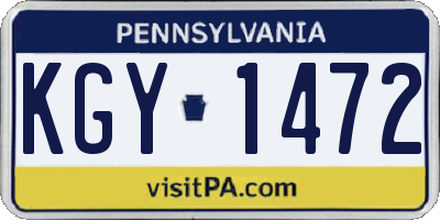PA license plate KGY1472