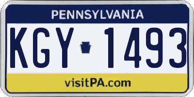 PA license plate KGY1493