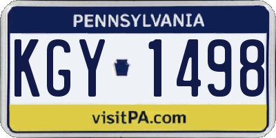 PA license plate KGY1498